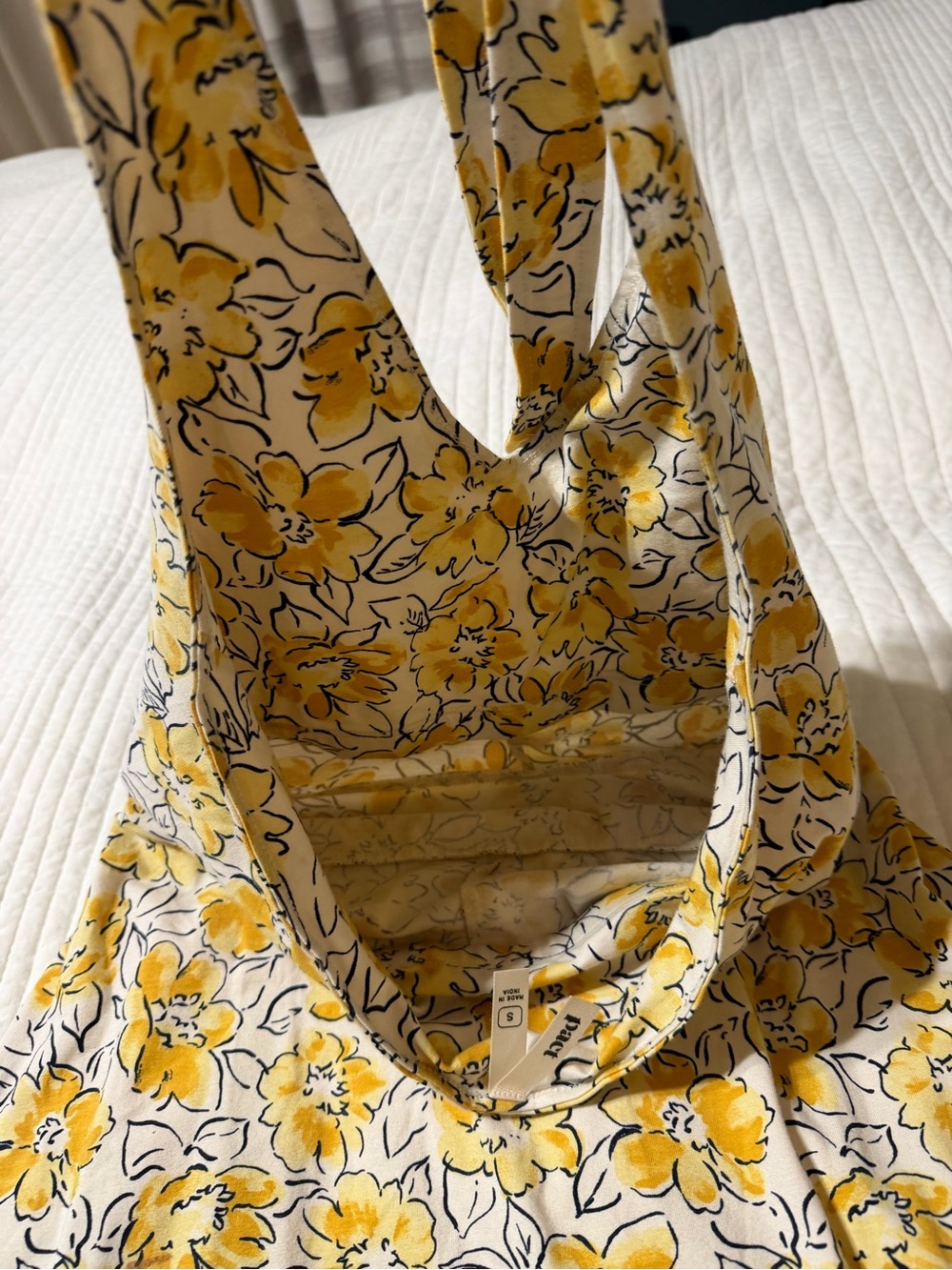 Pact Organic Cotton Yellow Floral Halter Midi Dress Size Small - Picture 6 of 8